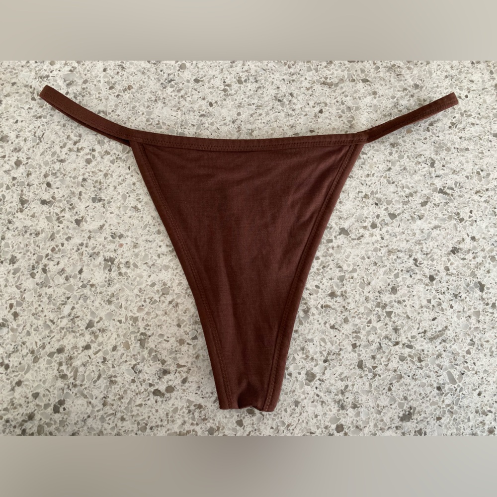 Huha Brown String Thong Panties Mineral Low Mid Rise
